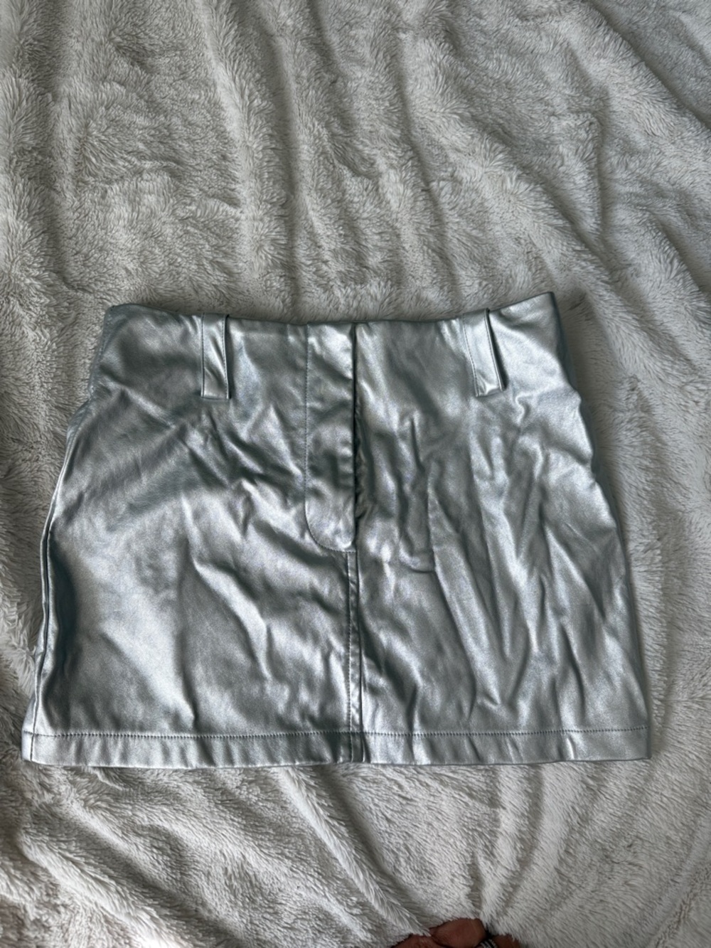I.AM.GIA Metallic Silver Faux Leather Mini Skirt
